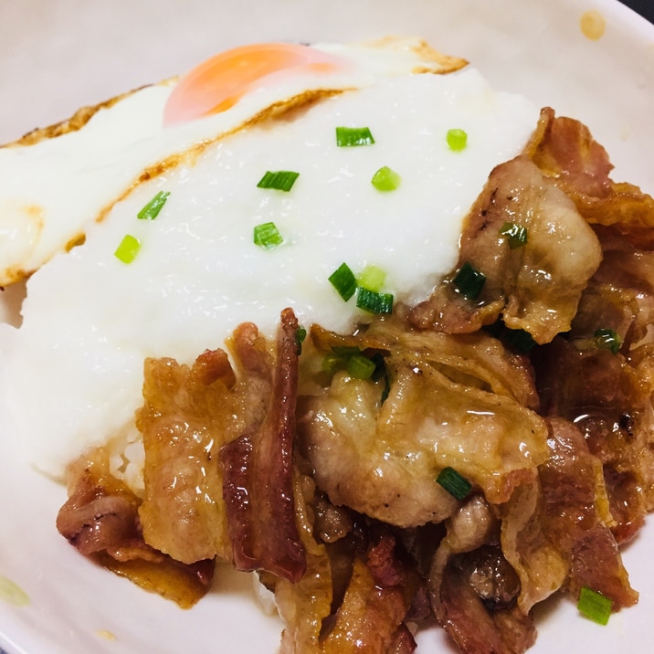 簡単！激ウマ！山かけ甘辛豚丼